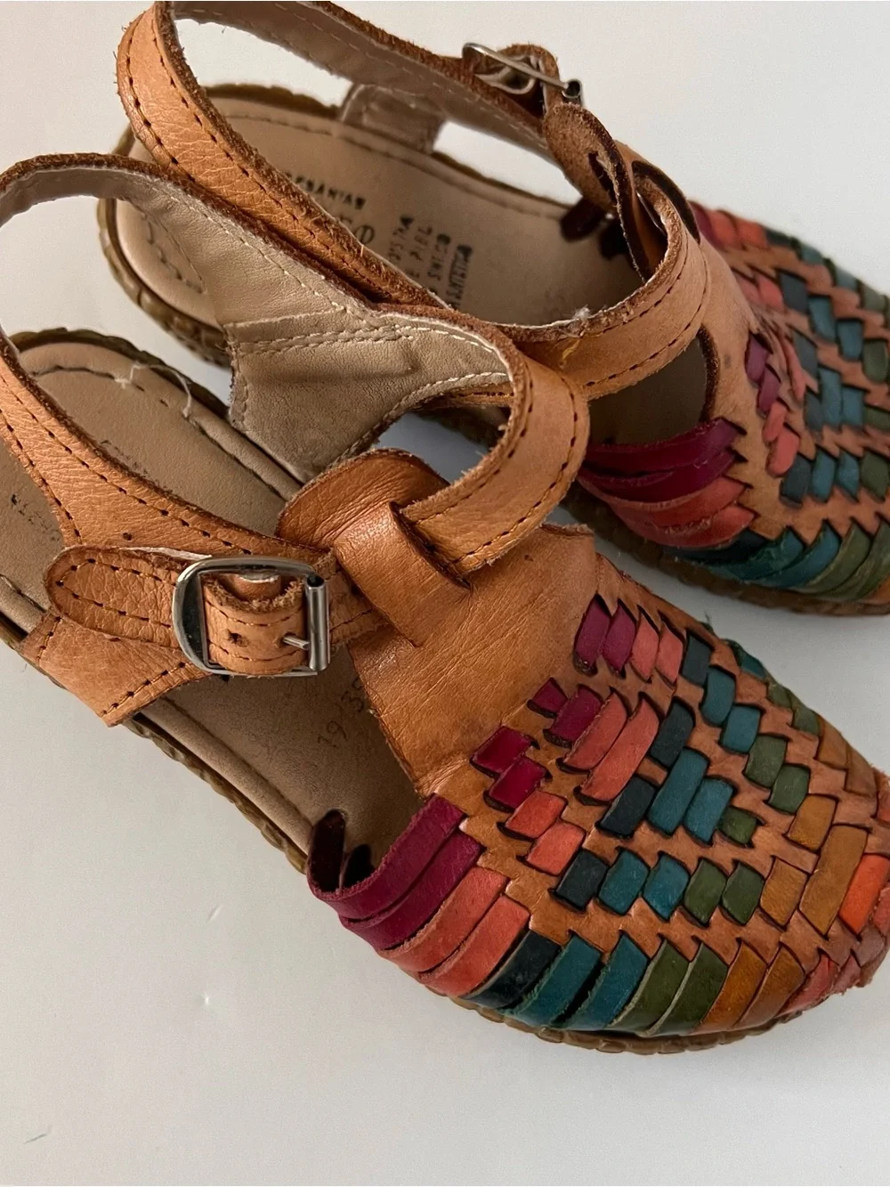 Artisan Multicolor Woven Leather Huarache Sandals for Kids